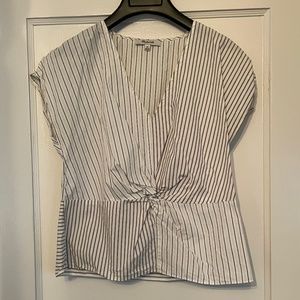 Madewell twist front pinstripe dress shirt